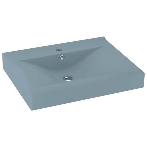 vidaXL Lavabo de lujo con grifo cer&aacute;mica 60x46 cm azul claro