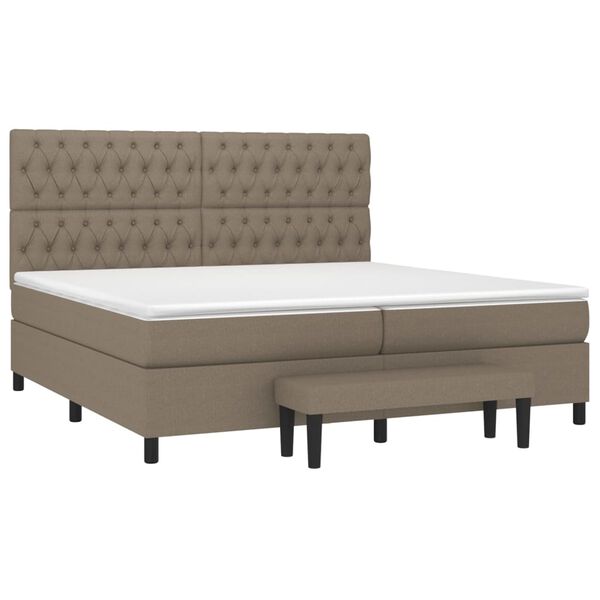 vidaXL Cama box spring con colch&oacute;n tela gris taupe 200x200 cm