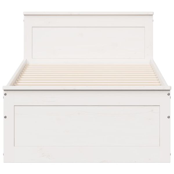 vidaXL Cama con cabecero sin colch&oacute;n madera maciza blanca 90x200 cm