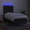 vidaXL Cama box spring colch&oacute;n y luces LED tela negro 90x190 cm