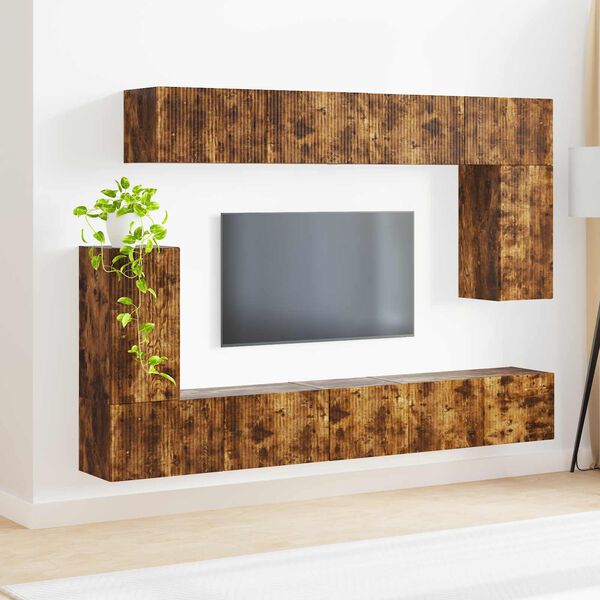 vidaXL Conjunto de mueble de TV 5 pcs Roble ahumado