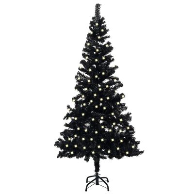 vidaXL Árbol de Navidad preiluminado con luces y soporte negro 240 cm