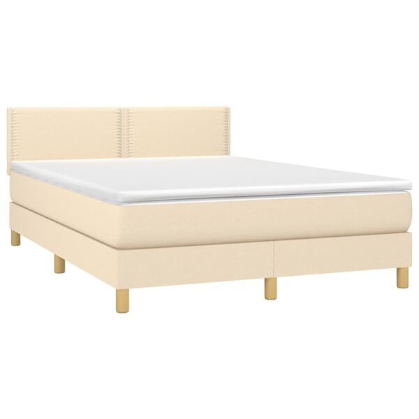 vidaXL Cama box spring con colch&oacute;n tela color crema 140x190 cm