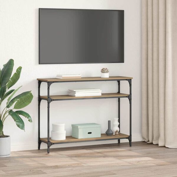 vidaXL Mesa Consola con estante Roble artesanal 100 x 29 x 75 cm