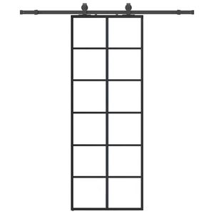 vidaXL Puerta corredera con juego herrajes negro 76x205 cm ESG vidrio