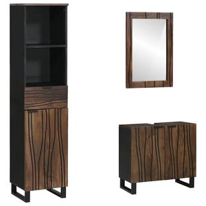vidaXL Juego de muebles de ba&ntilde;o con caj&oacute;n 3 pcs Madera de Nogal Marr&oacute;n