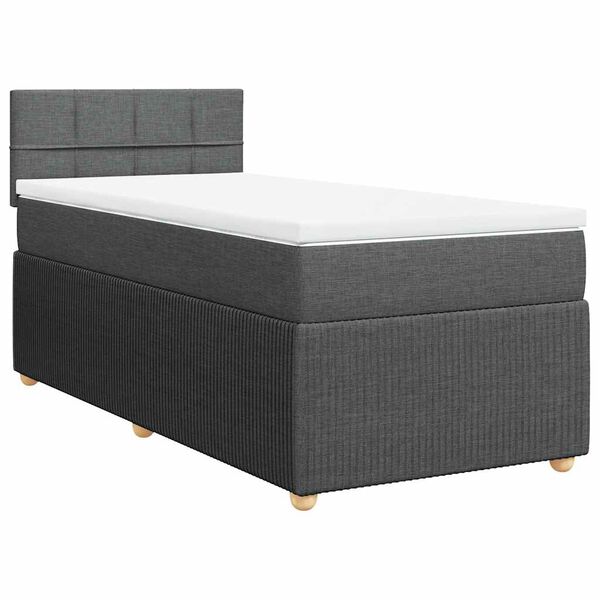 vidaXL Cama box spring con colch&oacute;n tela gris oscuro 90x200 cm