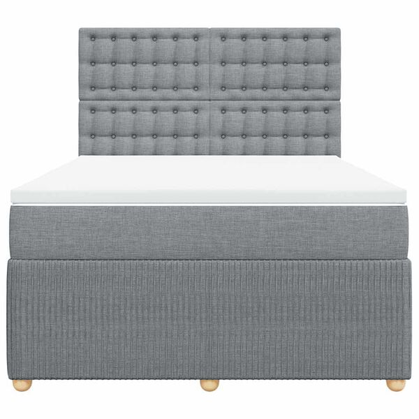 vidaXL Cama box spring con colch&oacute;n tela gris claro 140x200 cm