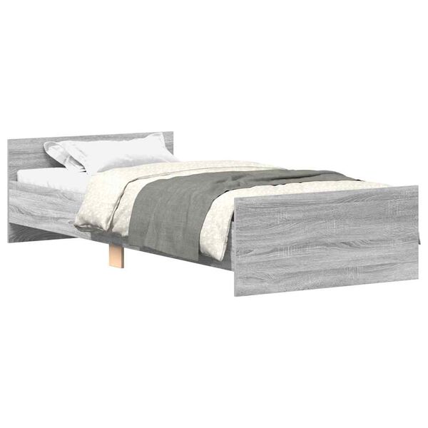 vidaXL Estructura de cama madera de ingenier&iacute;a gris Sonoma 90x190 cm