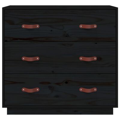 vidaXL Aparador madera maciza de pino negro 80x40x75 cm