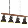 vidaXL L&aacute;mpara de techo industrial madera de mango negro E27