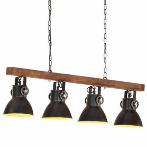 vidaXL L&aacute;mpara de techo industrial madera de mango negro E27