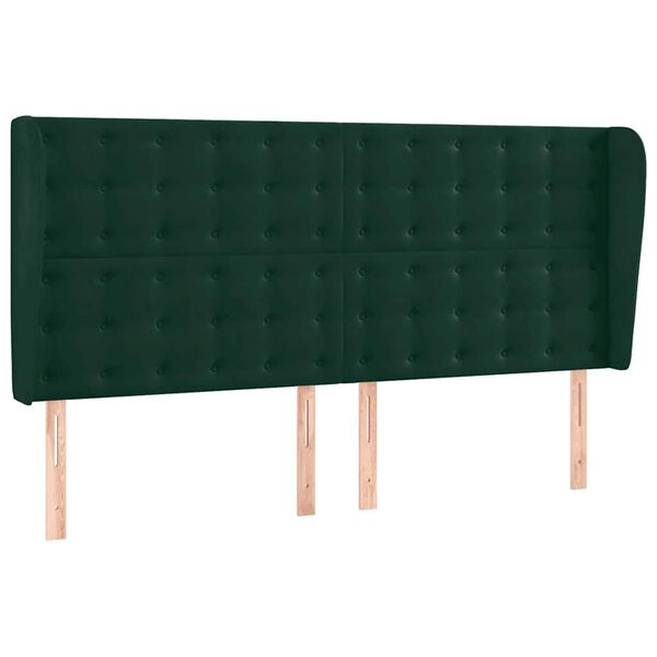 vidaXL Cabecero con orejas de terciopelo verde oscuro 163x23x118/128cm
