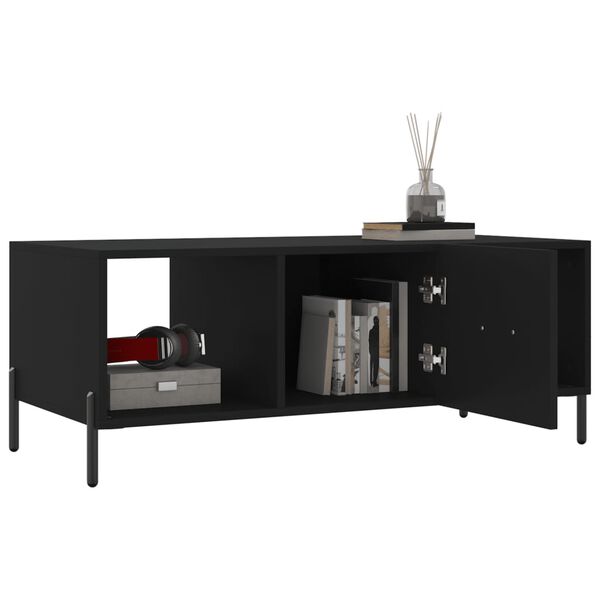 vidaXL Mesa de centro madera contrachapada negro 102x50x40 cm