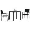 vidaXL Conjunto de Comedor de Jard&iacute;n 3 pcs Negro rat&aacute;n sint&eacute;tico