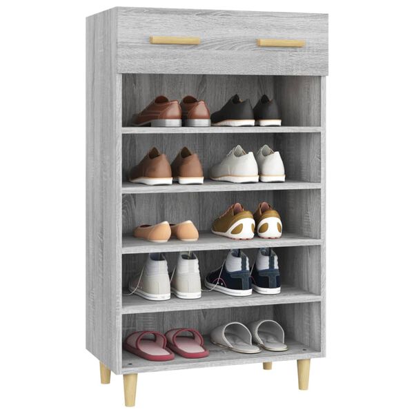 vidaXL Mueble zapatero madera contrachapada gris Sonoma 60x35x105 cm