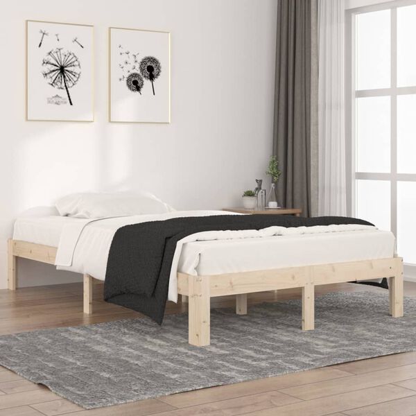 vidaXL Estructura de cama sin colch&oacute;n madera de pino maciza 120x200 cm