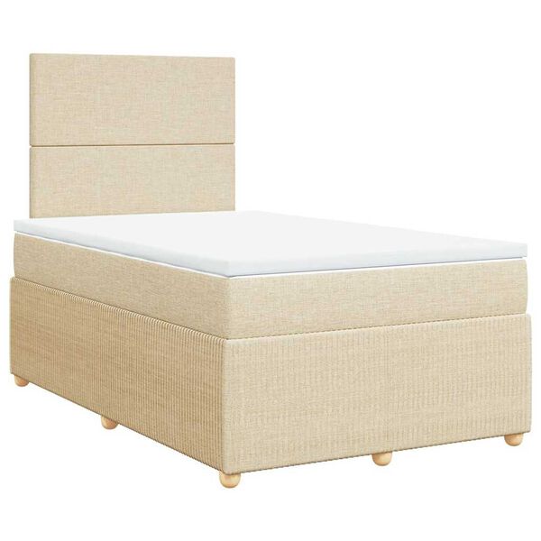 vidaXL Cama box spring con colch&oacute;n tela color crema 120x190 cm