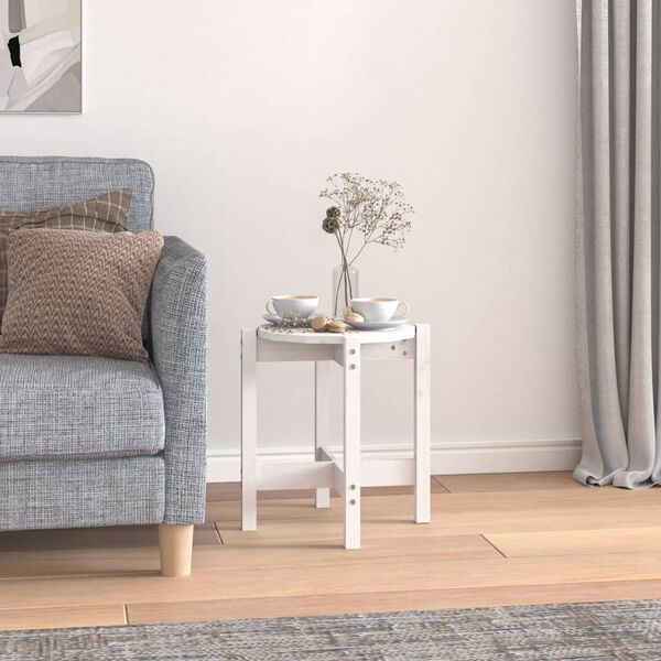 vidaXL Mesa de centro de madera maciza de pino blanco &Oslash;42,5x45 cm