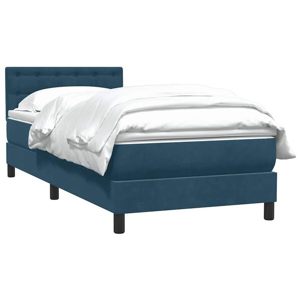 vidaXL Cama box spring con colch&oacute;n terciopelo azul oscuro 90x220 cm