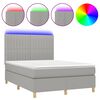 vidaXL Cama box spring colch&oacute;n y luces LED tela gris claro 140x190 cm