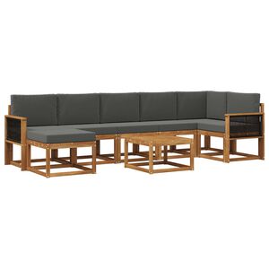 vidaXL Conjunto de sof&aacute;s de exterior 8 pcs Natural y Antracita