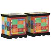 vidaXL Mesilla de noche 2uds Multicolor 40x35x45cm Madera maciza Mango