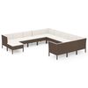 vidaXL Set muebles de jard&iacute;n 12 pzas y cojines rat&aacute;n sint&eacute;tico marr&oacute;n