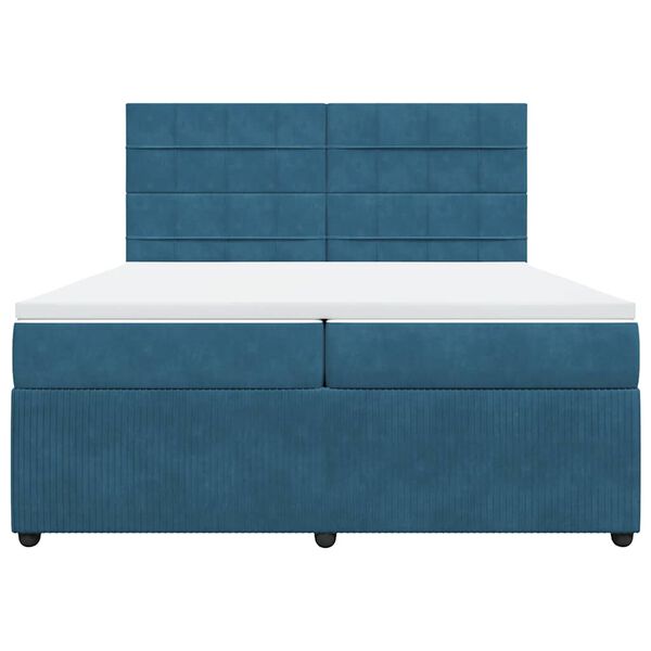 vidaXL Cama box spring con colch&oacute;n terciopelo azul oscuro 200x200 cm