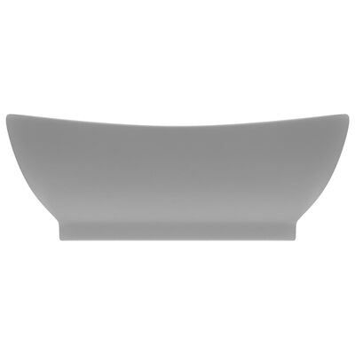 vidaXL Lavabo lujoso ovalado con rebosadero cerámica gris claro mate