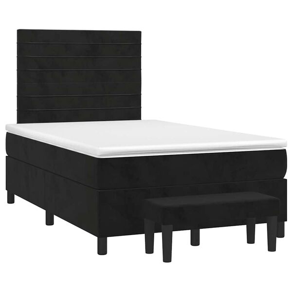 vidaXL Cama box spring con colch&oacute;n terciopelo negro 120x190 cm