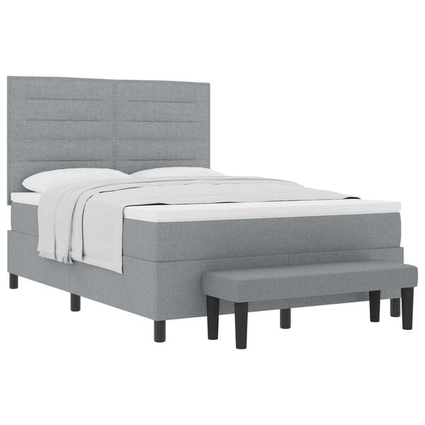 vidaXL Cama tipo Box Spring con cabecera Gris Claro 140 x 190 cm tela