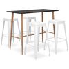 vidaXL Mesa alta y taburetes de bar 5 piezas negro y blanco