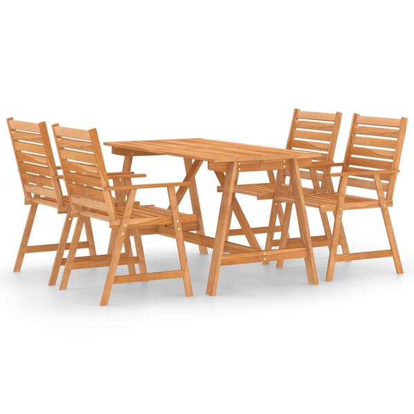 vidaXL Juego de comedor para jardín 5 piezas madera maciza de acacia