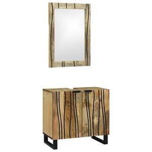 vidaXL Juego de Muebles de Ba&ntilde;o 2 uds. Natural Madera de mango maciza