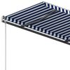 vidaXL Toldo manual retr&aacute;ctil con postes azul y blanco 3,5x2,5 m