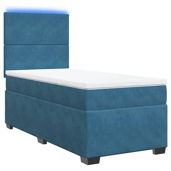 vidaXL Cama box spring con colch&oacute;n terciopelo azul 100x200 cm