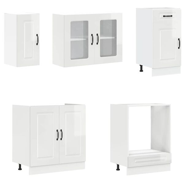 vidaXL Conjunto de armarios de cocina de 8 piezas "Kalmar" de, madera de ingenier&iacute;a blanca brillante