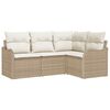 vidaXL Conjunto de sof&aacute; de jard&iacute;n 4 uds. Beige rat&aacute;n sint&eacute;tico