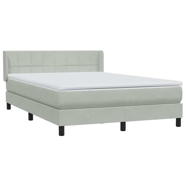 vidaXL Cama box spring con colch&oacute;n terciopelo gris claro 160x210 cm