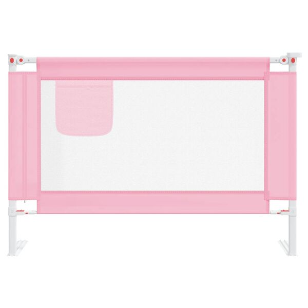 vidaXL Barandilla de seguridad cama de ni&ntilde;o rosa tela 100x25 cm