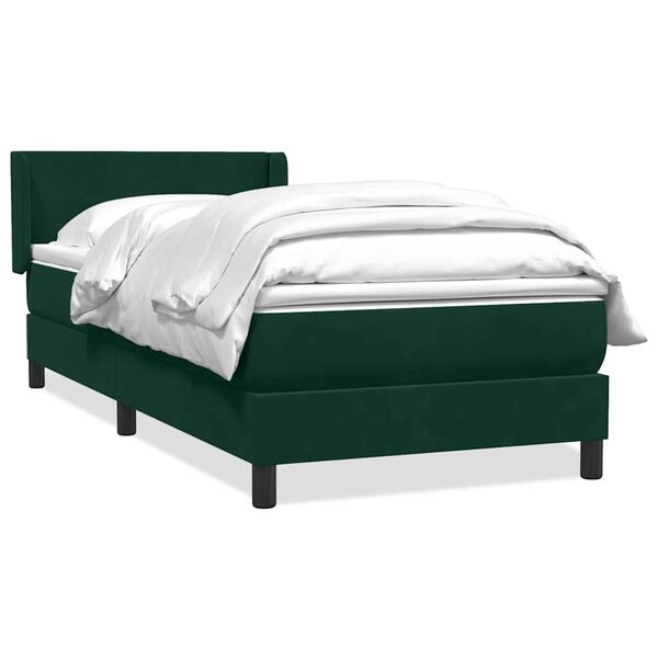 vidaXL Cama box spring con colch&oacute;n terciopelo verde oscuro 90x220 cm
