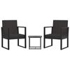 vidaXL Set de muebles de jard&iacute;n 3 pzas y cojines rat&aacute;n sint&eacute;tico negro