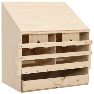 vidaXL Ponedero para gallinas 2 compartimentos madera pino 63x40x65 cm
