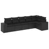 vidaXL Set de sof&aacute;s de jard&iacute;n 6 piezas y cojines rat&aacute;n sint&eacute;tico negro