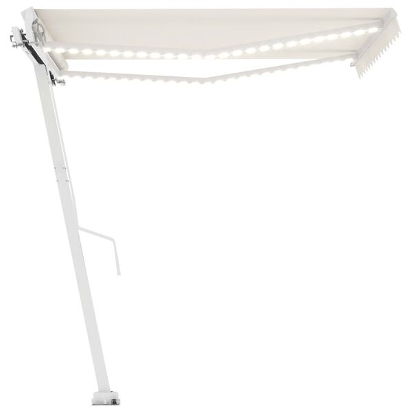 vidaXL Toldo retr&aacute;ctil manual con LED color crema 350x250 cm