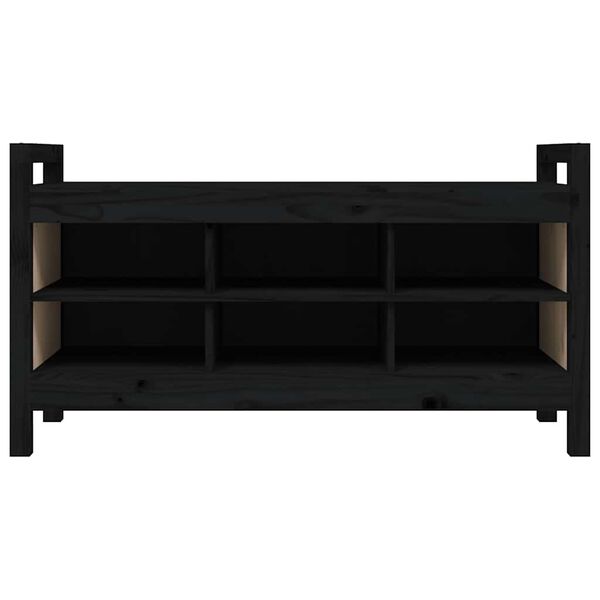 vidaXL Banco de recibidor madera maciza de pino negro 110x40x60 cm