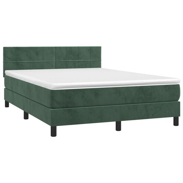 vidaXL Cama box spring con colch&oacute;n terciopelo verde oscuro 140x200 cm