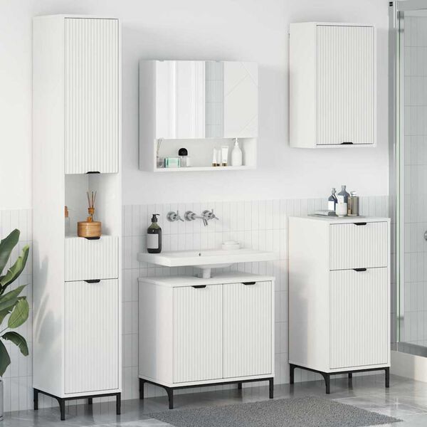 vidaXL Juego de muebles de ba&ntilde;o con caj&oacute;n Madera Compuesta, Metal