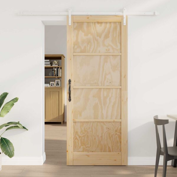 vidaXL Puerta Corredera Marr&oacute;n 86 x 211 cm Madera de pino macizo